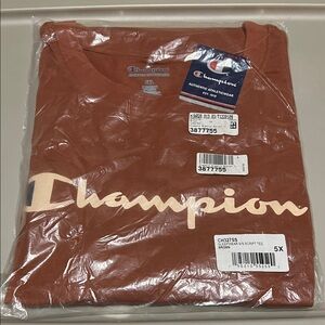 Champion 5X Large Script Logo Tee - Rust with Cream Logo